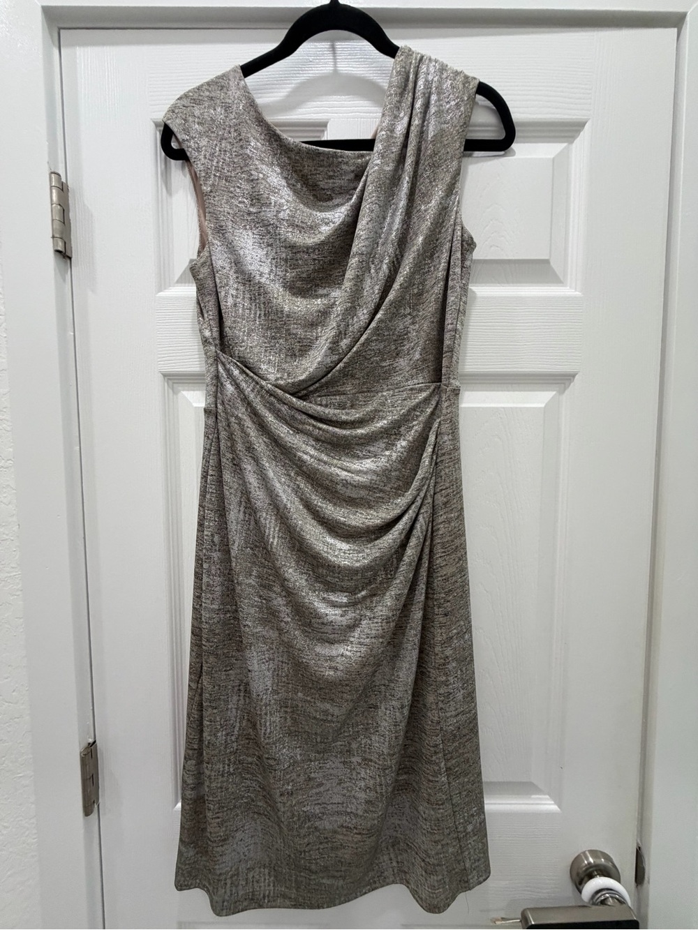 connected apparel 2toned  Metallic Draped Dress size 6